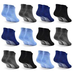 Toddler Non Slip Grip Socks Kids Anti Skid Gripper Socks Boys Girls 12 Pack